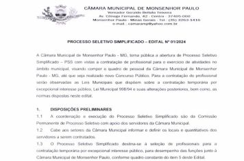 Processo Seletivo Simplificado – Edital nº 01/2024